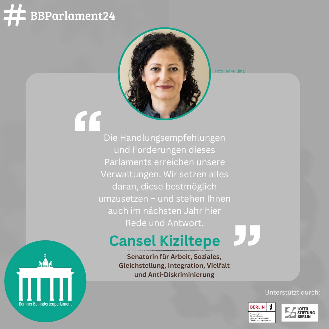 Zum Abschluss des Berliner Behindertenparlaments 2024 hat uns <a href="/CanselK/">Cansel Kiziltepe</a>  von der
<a href="/SenASGIVA/">SenASGIVA</a> besucht und die beschlossenen Anträge stellvertretend für alle Senatsmitglieder entgegengenommen. 

#Berlin #BBParlament24