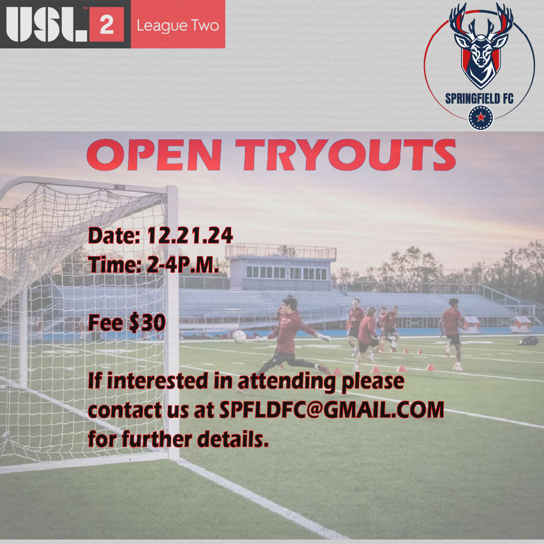 SpfldFC's tweet image. OPEN TRYOUTS!! Get registered. Don't miss out. Registration closes on the 19th.