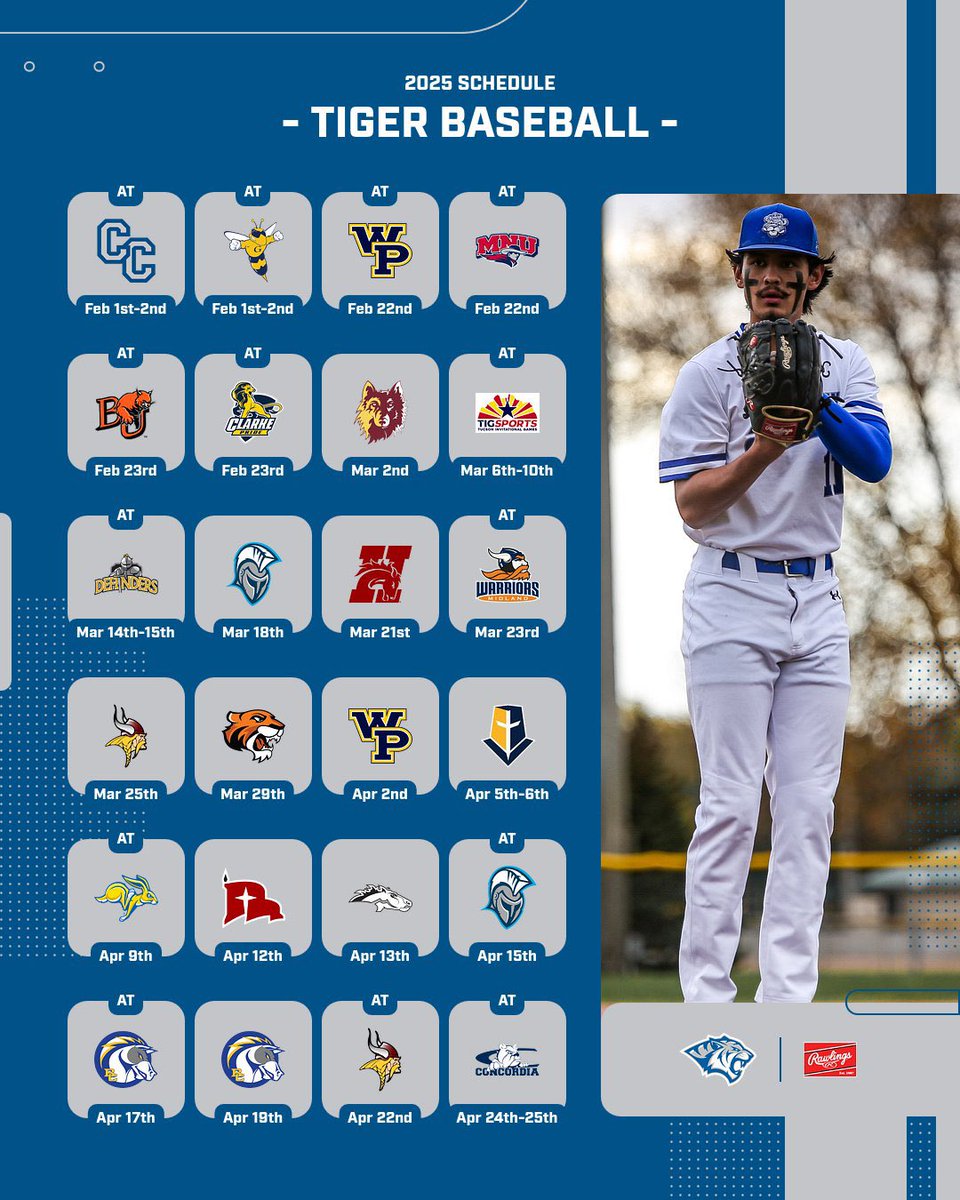 🚨2025 DWU Baseball Schedule release! First pitch for the Tigers is less than 2 months away! 🐅 ⚾️