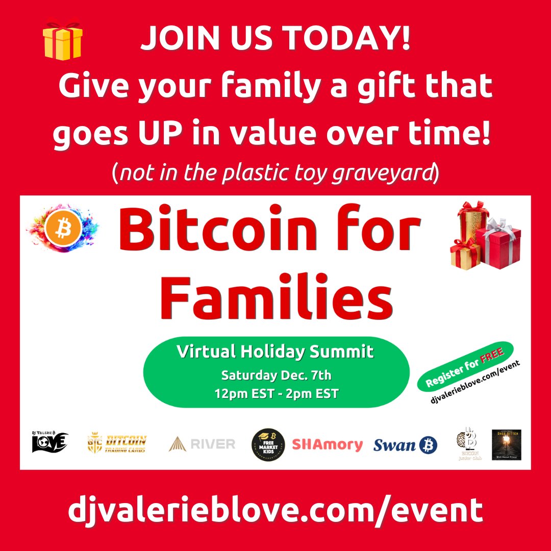 djvalerieblove's tweet photo. Aloha! Join us in 2 hours!! Whoohoo! Let's learn how your family can benefit from freedom tech and give a gift that goes UP in value over time - not in the plastic toy graveyard. 
#bitcoin #happyholidays https://t.co/gLF5WPCEcU