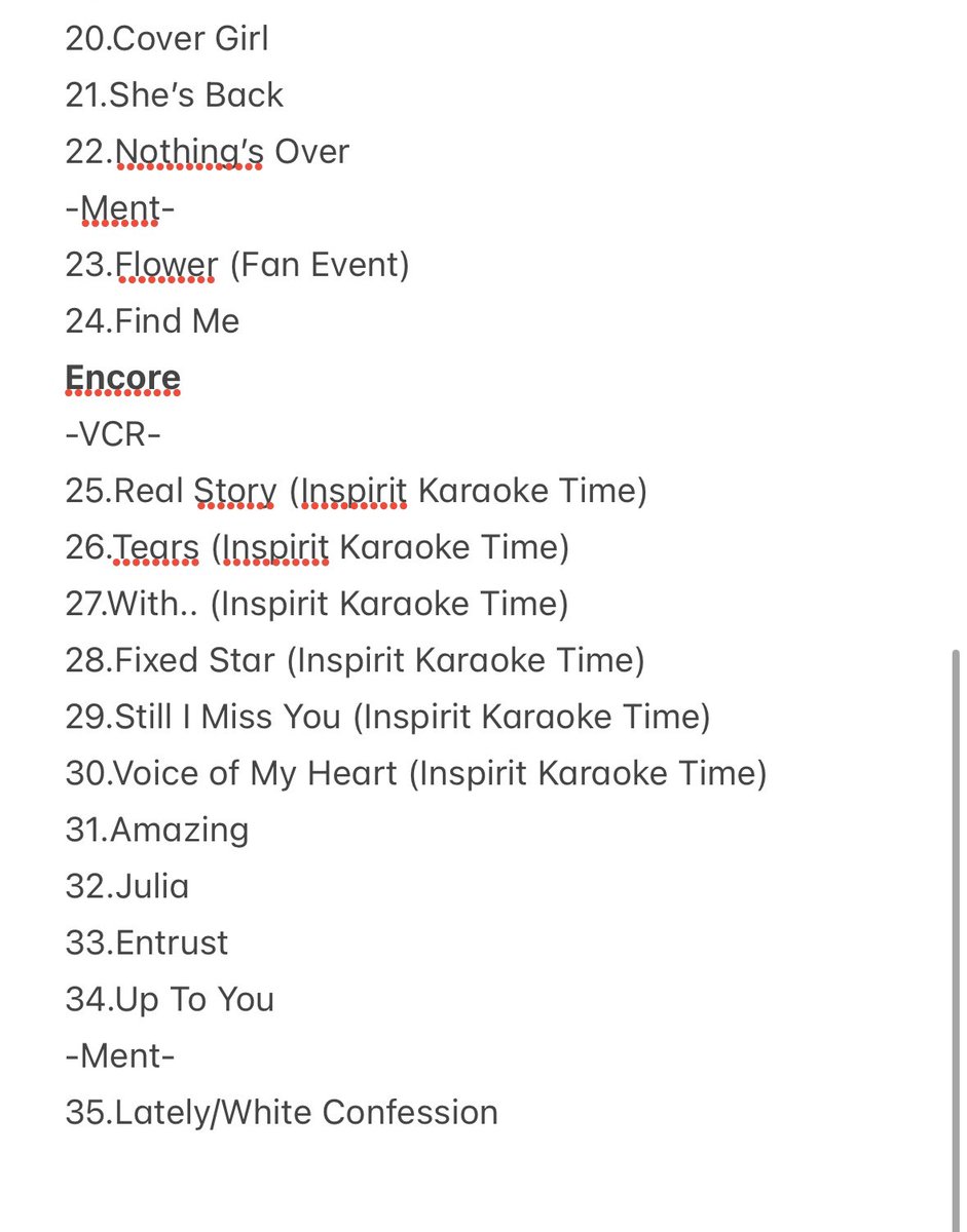 oneullatte's tweet photo. INFINITE LIMITED EDITION CONCERT SETLIST DAY 2 (07/12/24) https://t.co/Q7FES9oqPk