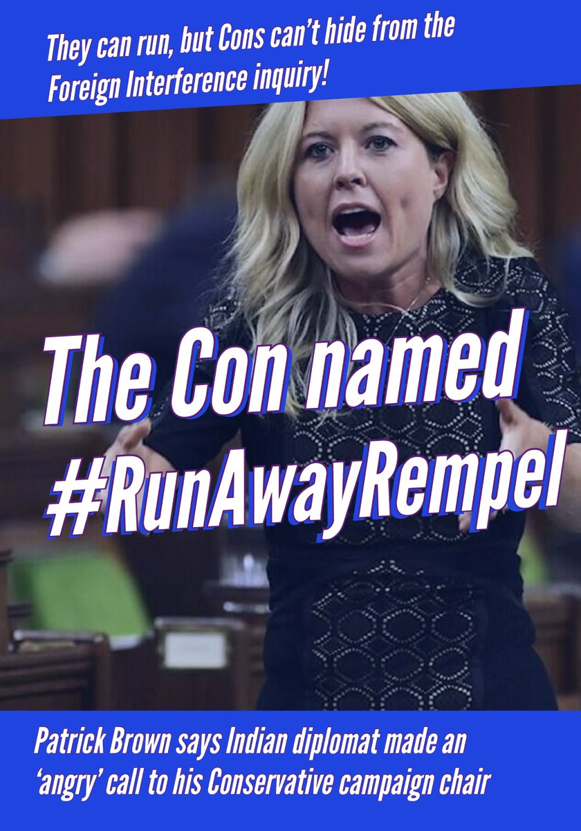 Liberals4Canada's tweet photo. They can run, but Cons can’t hide from the Foreign Interference inquiry! #RunAwayRempel https://t.co/VwgwlGblqm
