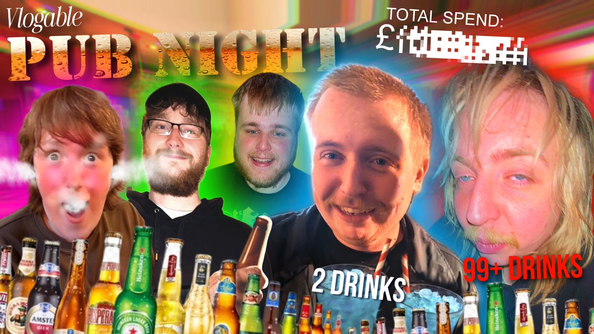 HotMusicTakes's tweet photo. YouTube's craziest crew are back!

This time Vlogable attempt a world record... The most drinks at a Pub in one Night...

🔗 LINK BELOW! 🔗 https://t.co/KfKlItkGmP