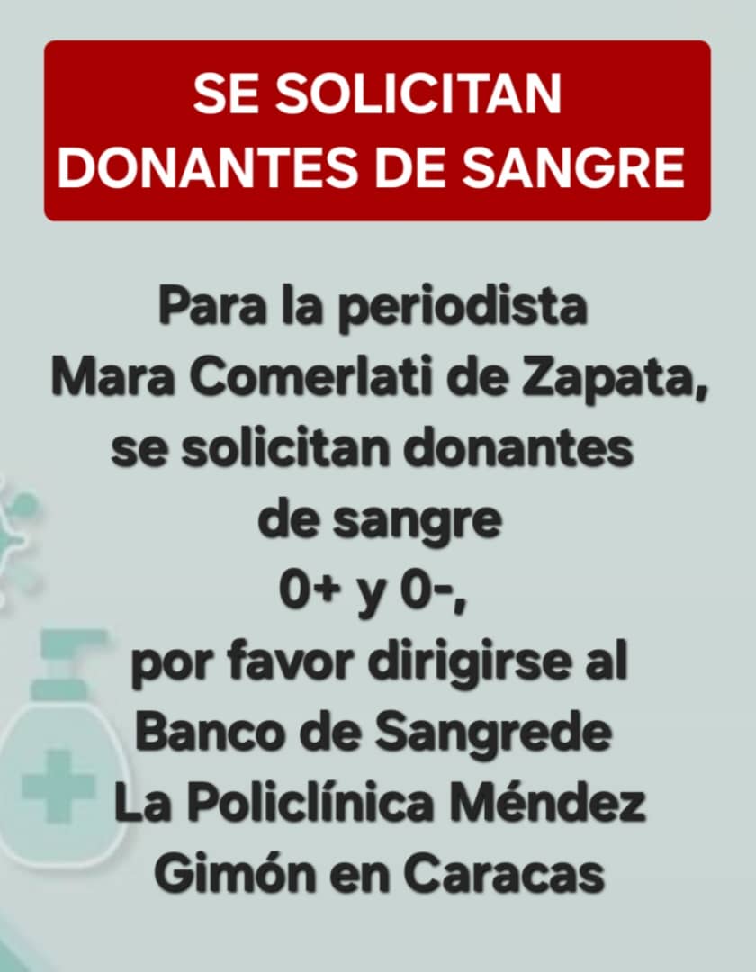 Nuestra querida colega Mara necesita donantes de sangre.