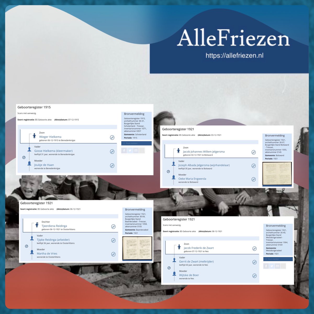 Deze week toegevoegd op AlleFriezen de geboorteakten Schoterland 1915, Baarderadeel 1921, Bolsward 1921 en Westdongeradeel 1921.  En de  huwelijksakten 1948 van Franekeradeel, Lemsterland, Gaasterland en Hindeloopen. #heerenveen #sudwestfryslan #noardeastfryslan #waadhoeke