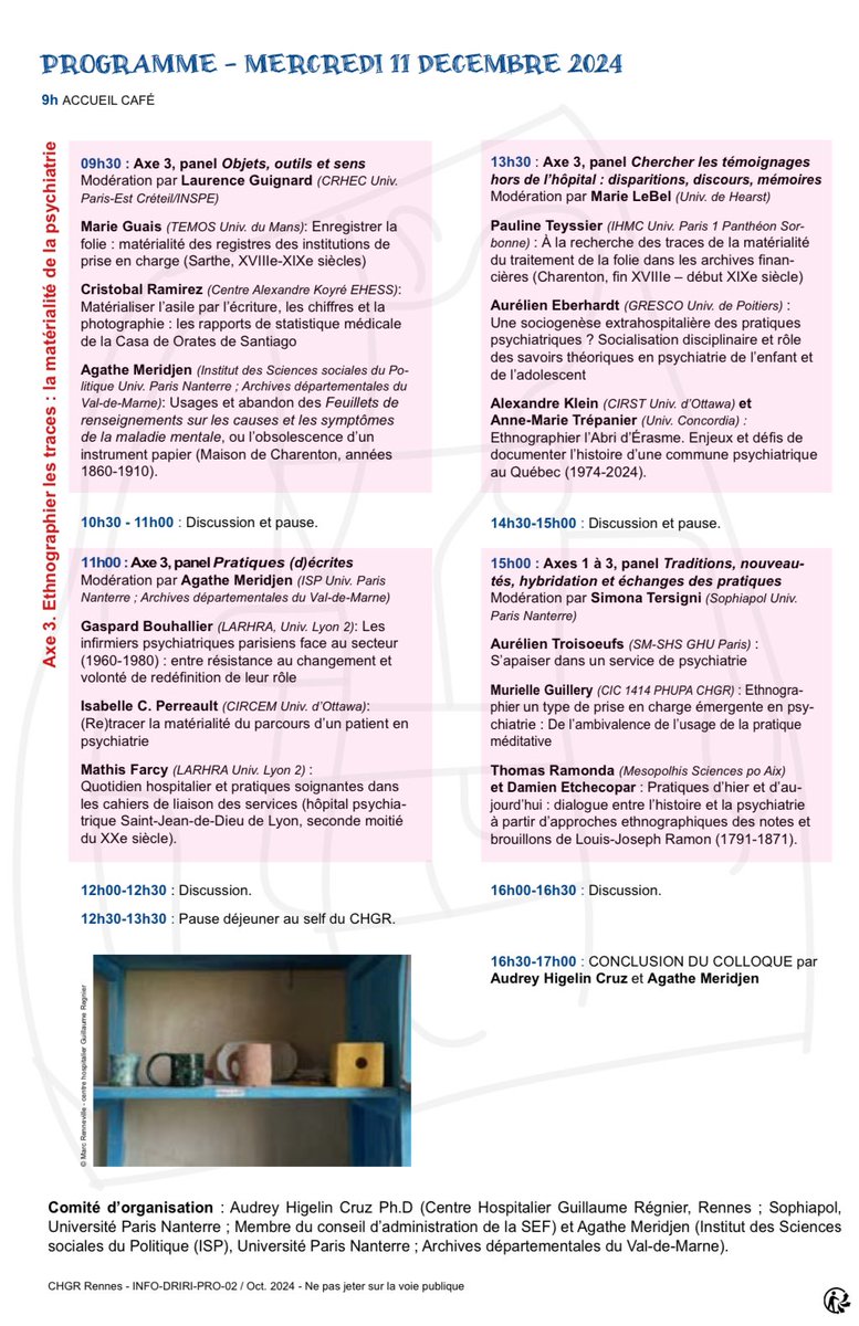 Mathis Farcy (@mathis_fcy) on Twitter photo Le colloque “Éthnographier la psychiatrie” c’est la semaine prochaine, et j’y interviendrai mercredi pour parler des cahiers de liaison du personnel infirmier de l’hôpital Saint Jean de Dieu dans les années 1960-1970 ! (<a href="/gsmarieba/">Marie Cormier-Guais</a> <a href="/SalveMister/">misterSalve</a>) Le colloque “Éthnographier la psychiatrie” c’est la semaine prochaine, et j’y interviendrai mercredi pour parler des cahiers de liaison du personnel infirmier de l’hôpital Saint Jean de Dieu dans les années 1960-1970 ! (<a href="/gsmarieba/">Marie Cormier-Guais</a> <a href="/SalveMister/">misterSalve</a>)