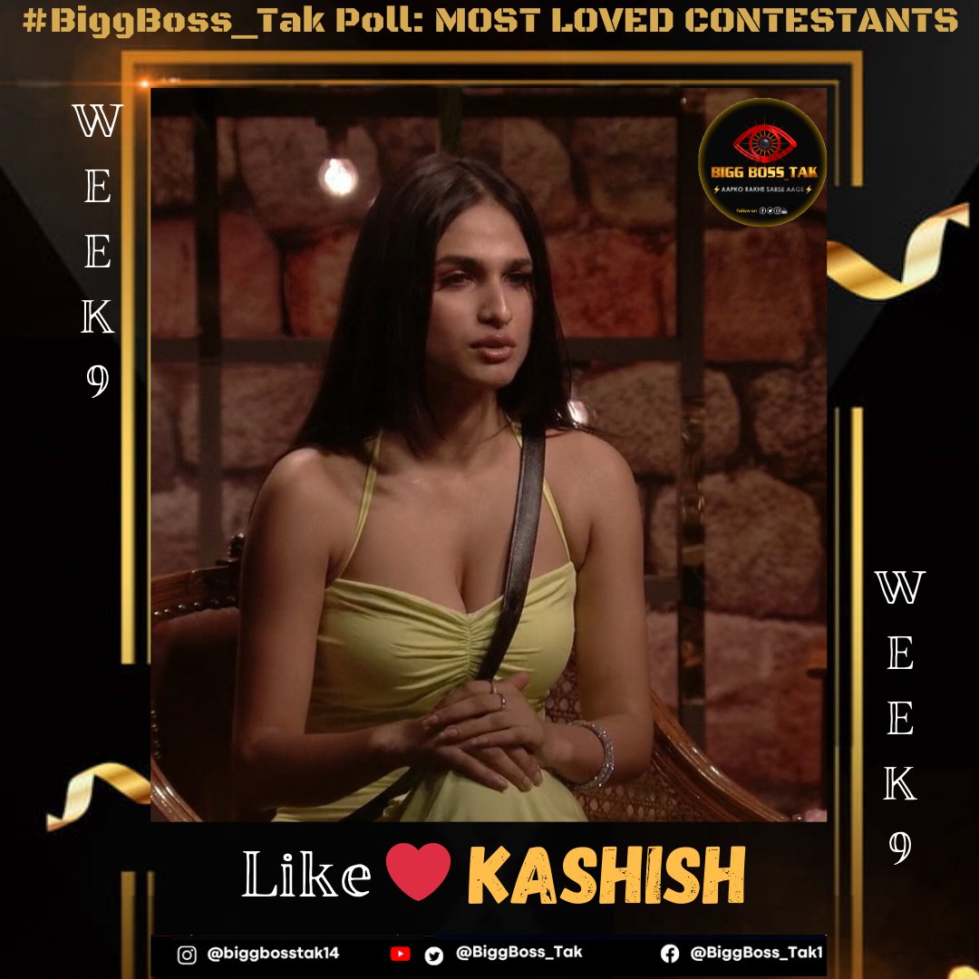 Biggest &amp; Most Authentic #BiggBoss_Tak Poll: #BB18 (Week-9)

Like ❤️ If you're supporting #KashishKapoor in #BiggBoss18

Poll to end Tomorrow (Sunday) 9PM.

#BB18WithBiggBoss_Tak