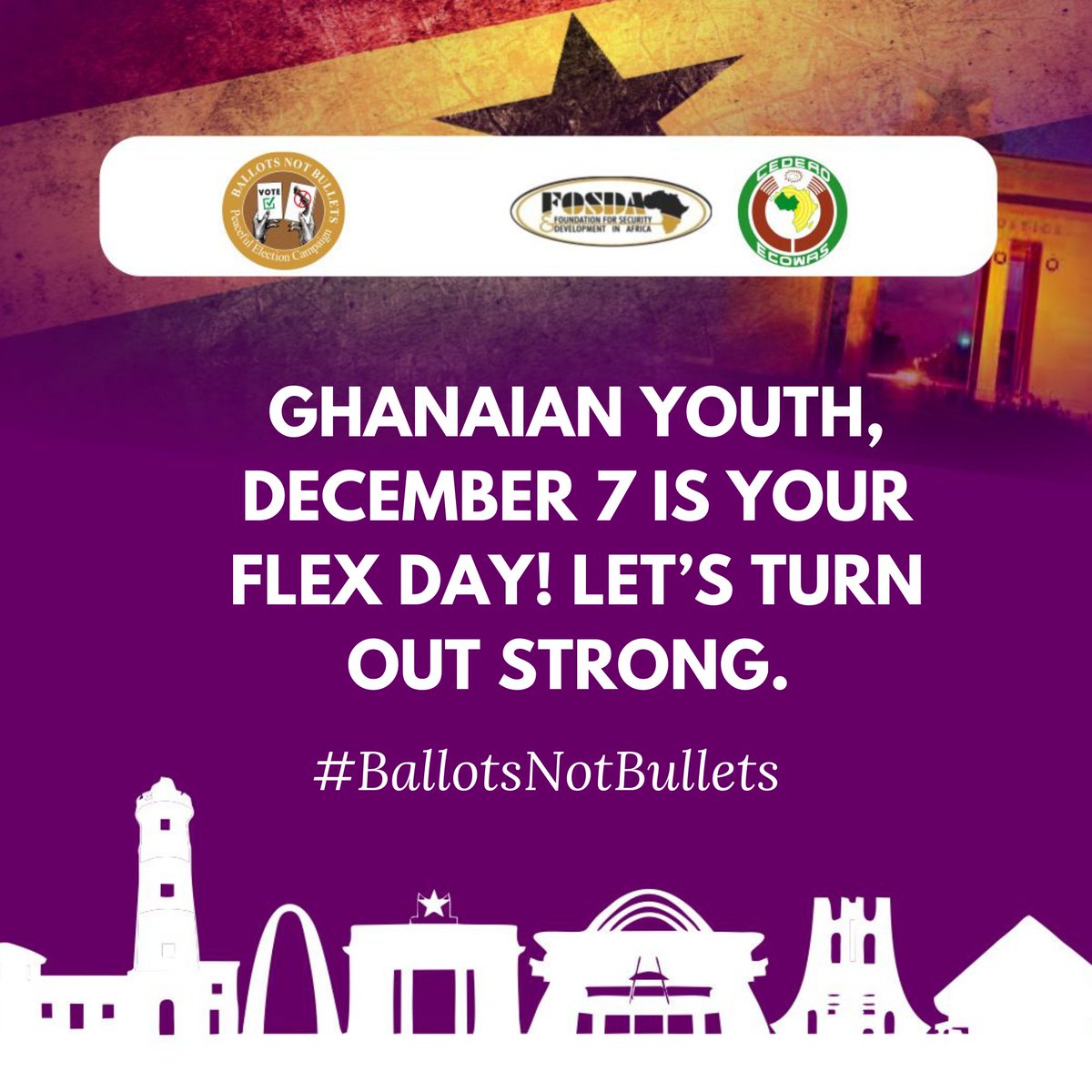 BnBfosda_2024's tweet photo. Ghanian Youth, December 7 is your flex day! Let's turn out strong.
#BallotsNotBullets
#Peacefulpolls2024
#Voteforpeace
#Fosdaforpeace https://t.co/NyLS4yXmoW