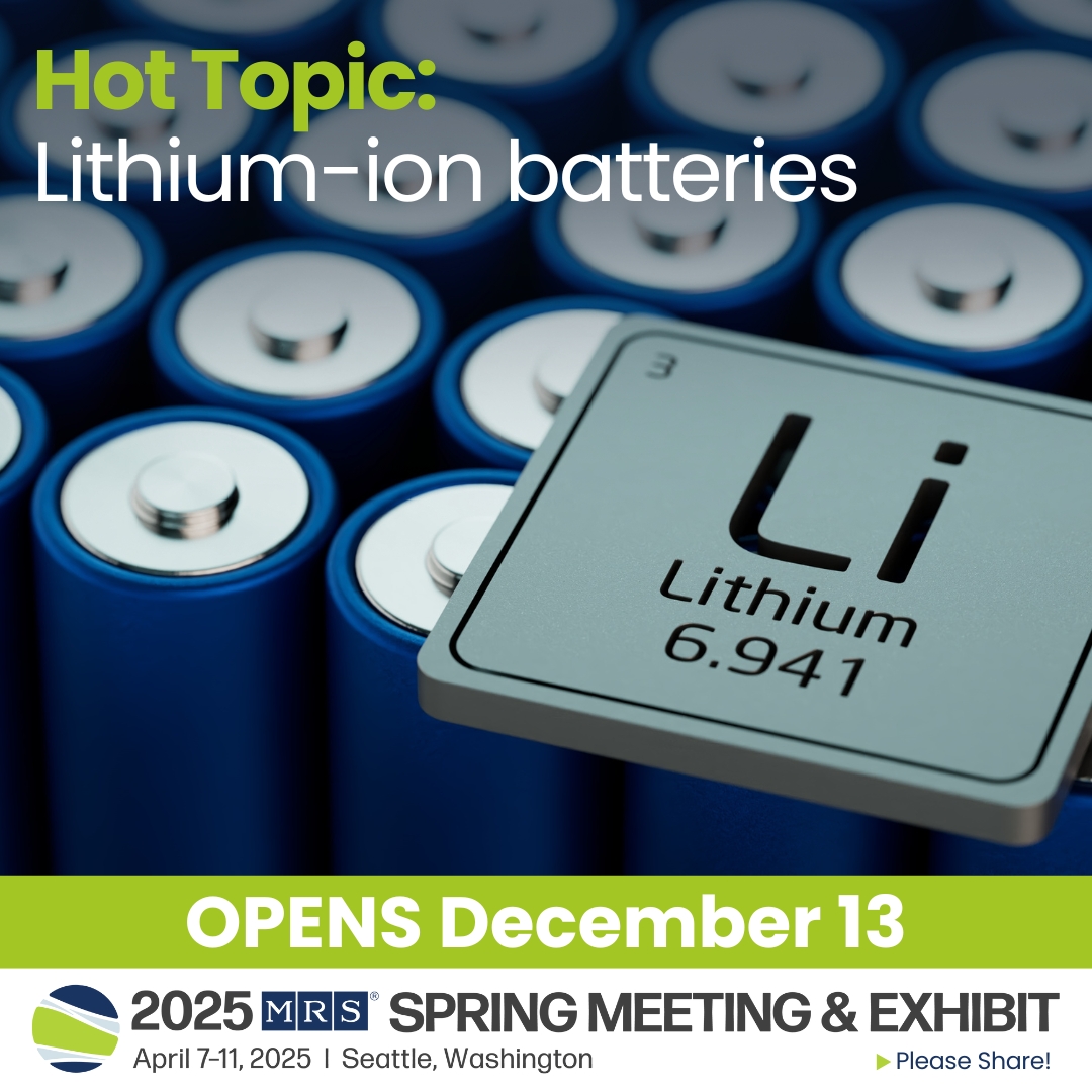 How can we boost the performance of #LithiumIonBatteries for the next generation of tech? 🔋 Show the latest breakthroughs at #S25MRS! Submit your abstract now! Deadline: Dec 13 - Jan 8. MRS.org/Spring2025 #materialsresearch bit.ly/3YRtaom