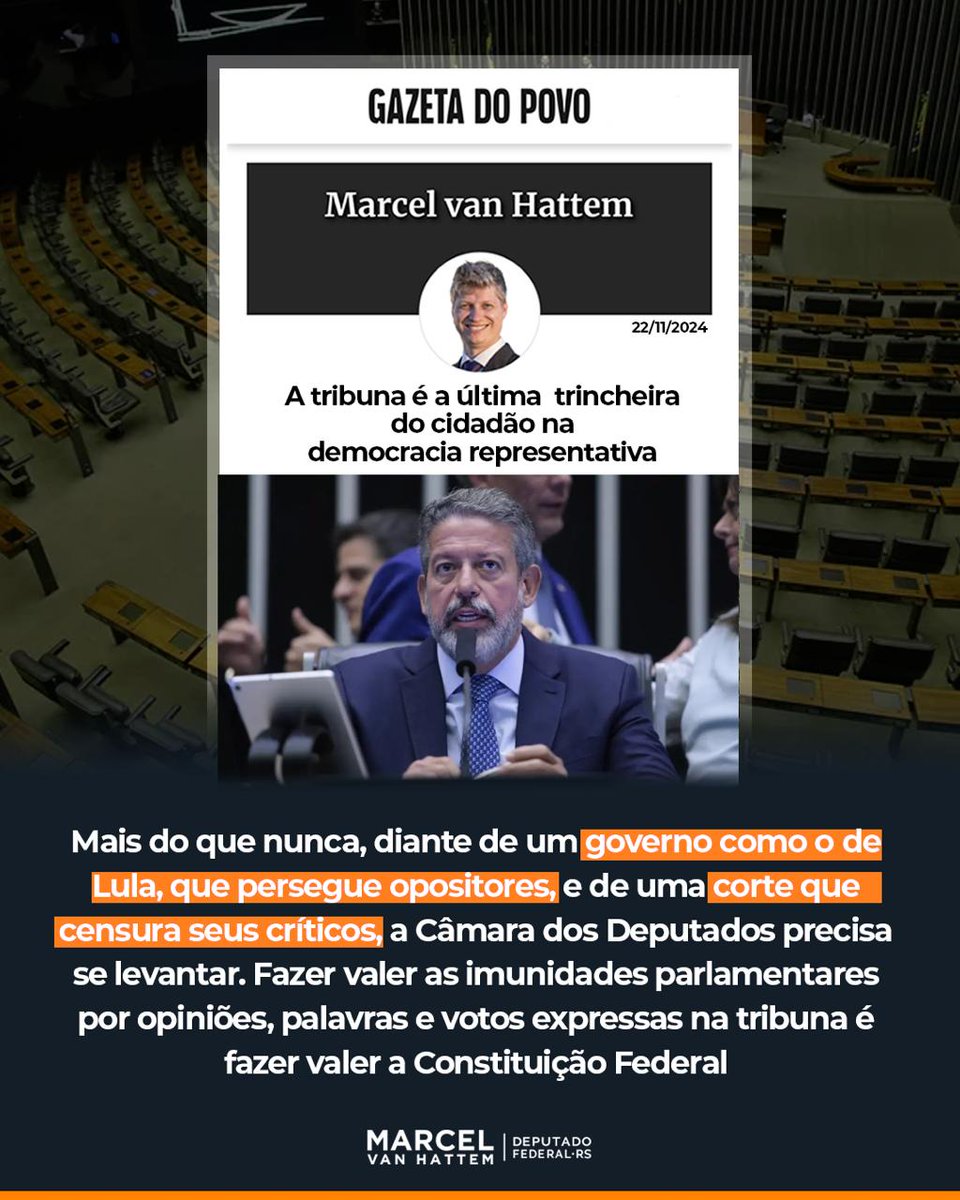 “O sereno e forte pronunciamento de Arthur Lira no plenário na quarta-feira passada (27), defendendo a imunidade parlamentar, já entrou para a história. Em um momento único, o presidente da Câmara dos Deputados deixou claro que ninguém iria mexer com a sagrada tribuna