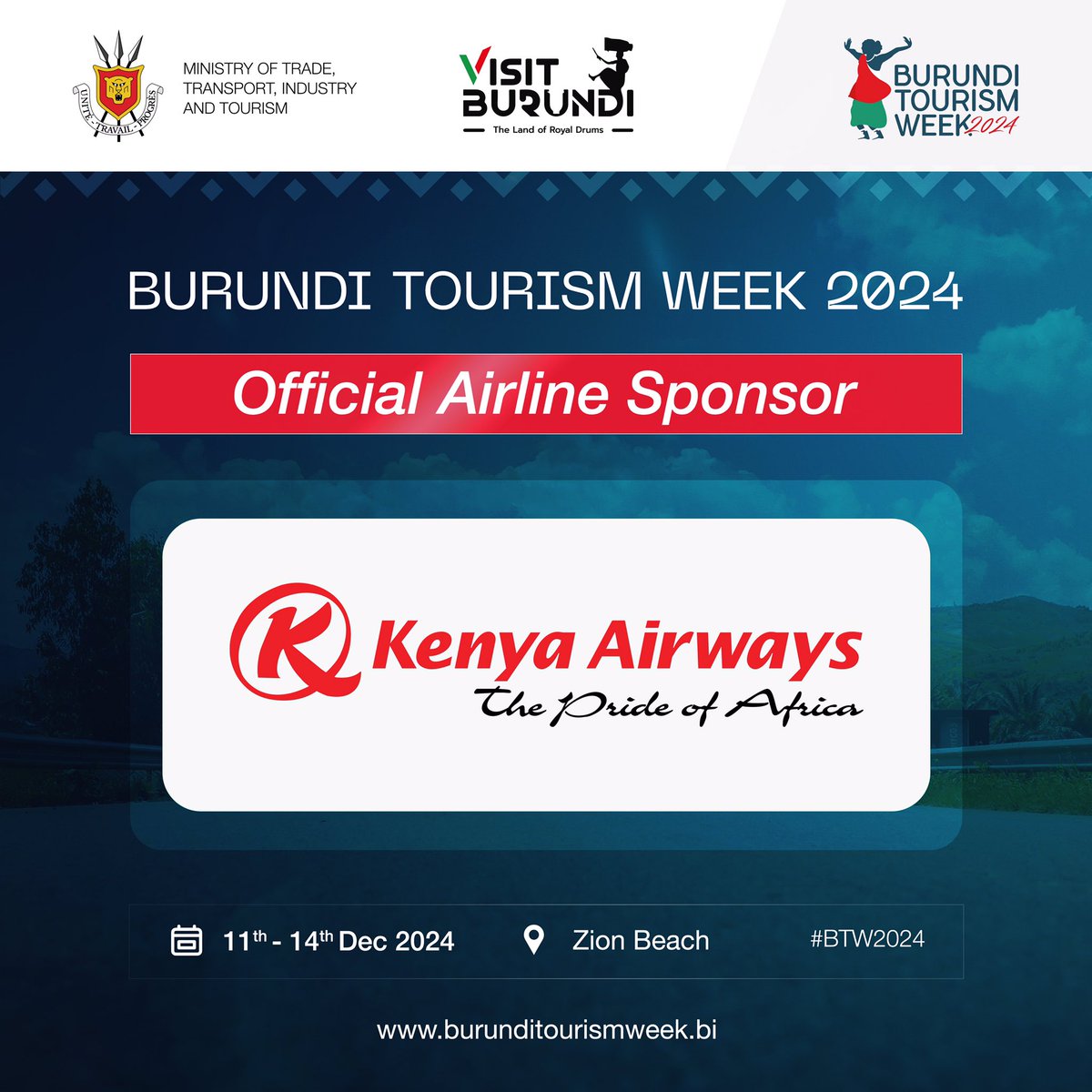 visit_burundi's tweet photo. Taking partnerships to new heights with Kenya Airways, our official airline partner, connecting the globe and supporting Burundi Tourism Week 2024 with outstanding service and flawless travel.
#visitburundi🇧🇮 
#BTW2024
#TravelwithKenyaAirways https://t.co/Owl3oUnaya