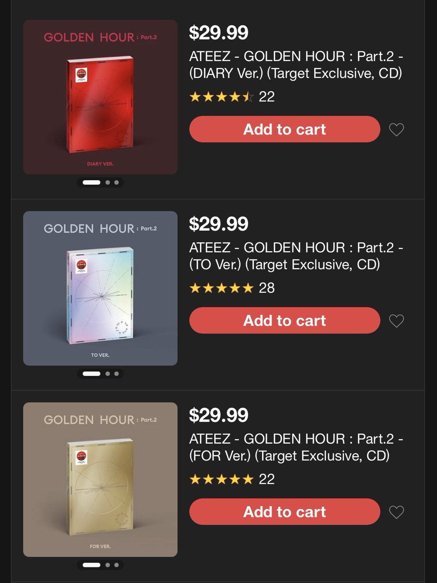NingProxyHelp's tweet photo. Ateez Golden Hour target exclusive (includes exclusive U.S. and Target Photocards)

🛍️ Low checkout fee
✅ ship inclusions only ok!

➡️ PayPal G&amp;S

에이티즈 양도 홍중 성화 윤호 여상 산 민기 우영 종호 포카 sg ina 양도 wts ph https://t.co/yxQTyQ1IVk