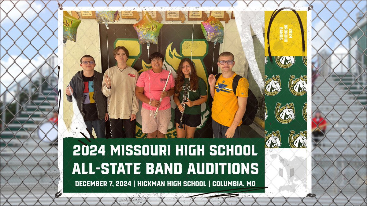 bhs_stl's tweet photo. Good luck to Lucas Carstens, Nolan Carstens, Edward DesRoche, Lauren Krahling, and Dylan Vo as they compete at the Missouri High School All-State Band Auditions today at Hickman High School in Columbia!!!
#BaylessALLIN
#BringTheStampede https://t.co/KaaygLAwYK