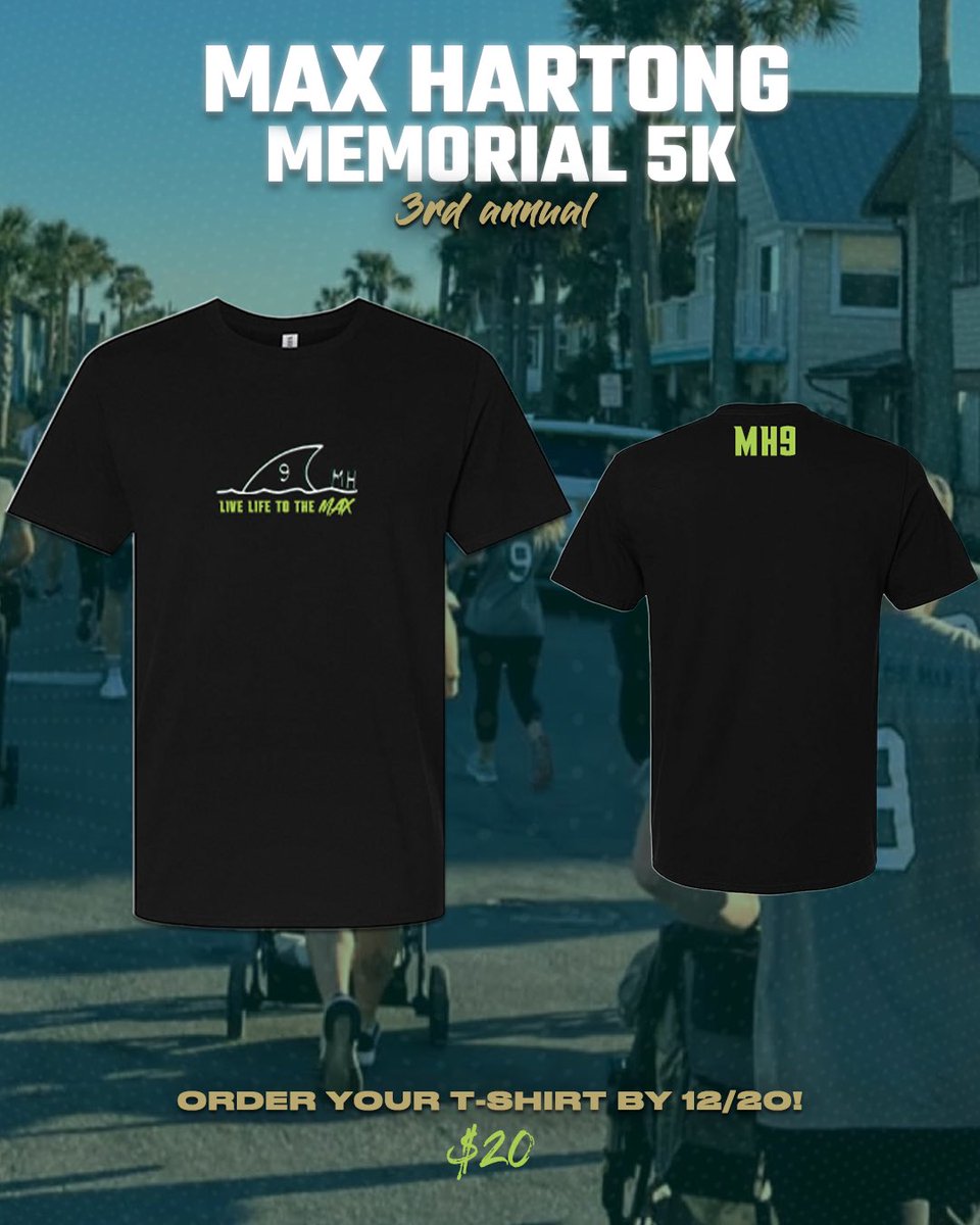 JAX_MLAX's tweet photo. The Max Hartong Memorial 5K is back! 🏃‍♂️ Join us Sunday, January 12th, as we honor Max Hartong. #MH9💚

🔗 below to register and order your T-shirt! The last day to order a T-shirt is December 20th

https://t.co/ZBqL7cUJ0e

#JUPhinsUp x #WTD88 https://t.co/ucFTejCjY4