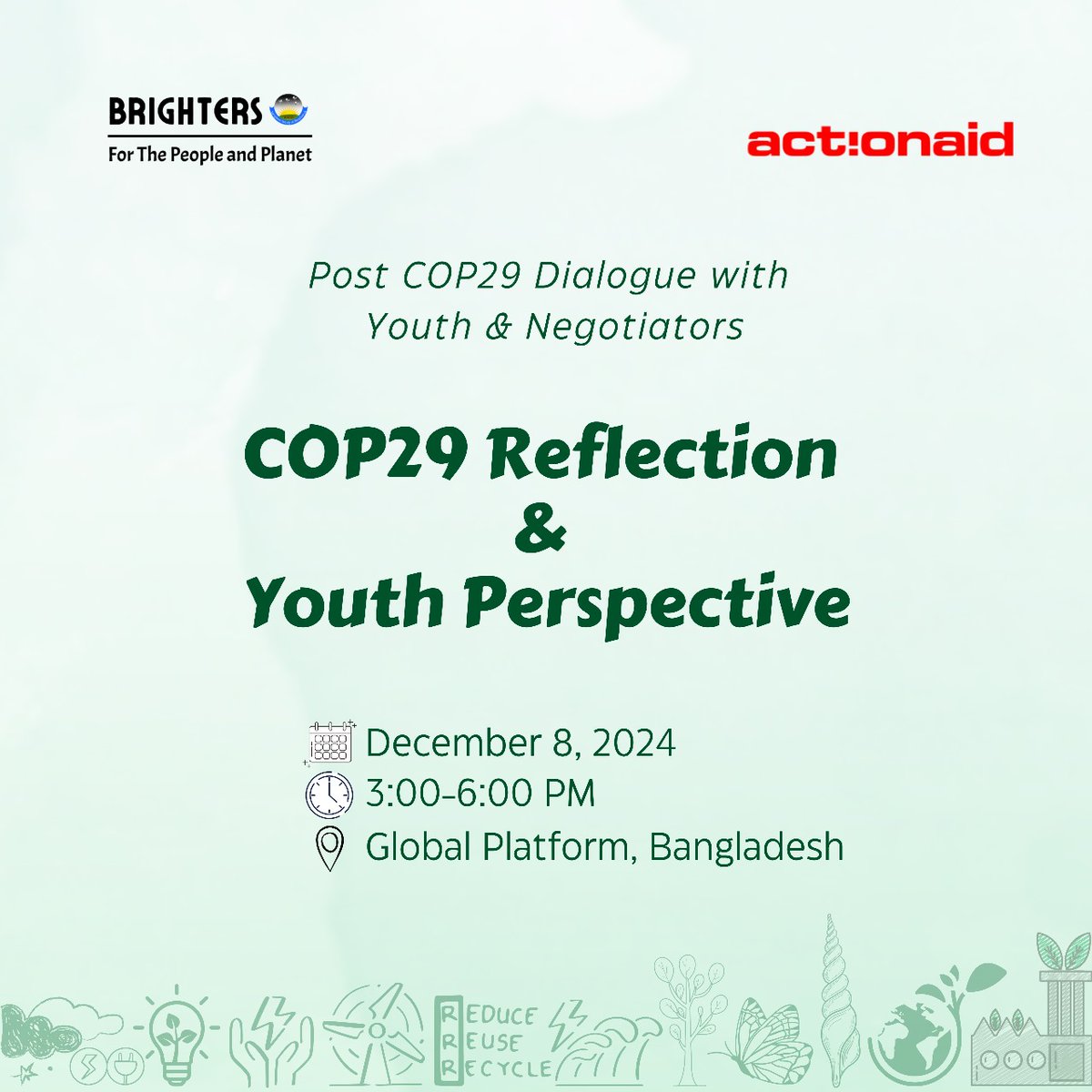 "COP29 Reflection &amp; Youth Perspective"

#Brighters 
#ActionAidBangladesh 
#ClimateFinance
#COP29