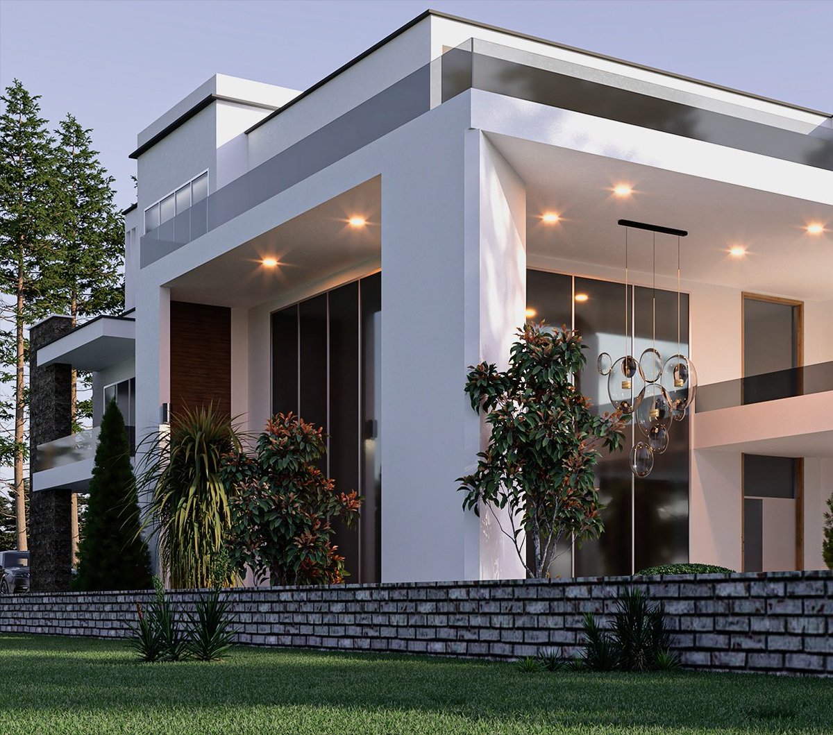 Went Hard on it. 
On a ½an acre. With some inspiration from Architect Ludwig Mies van der Rohe's Farnsworth House.