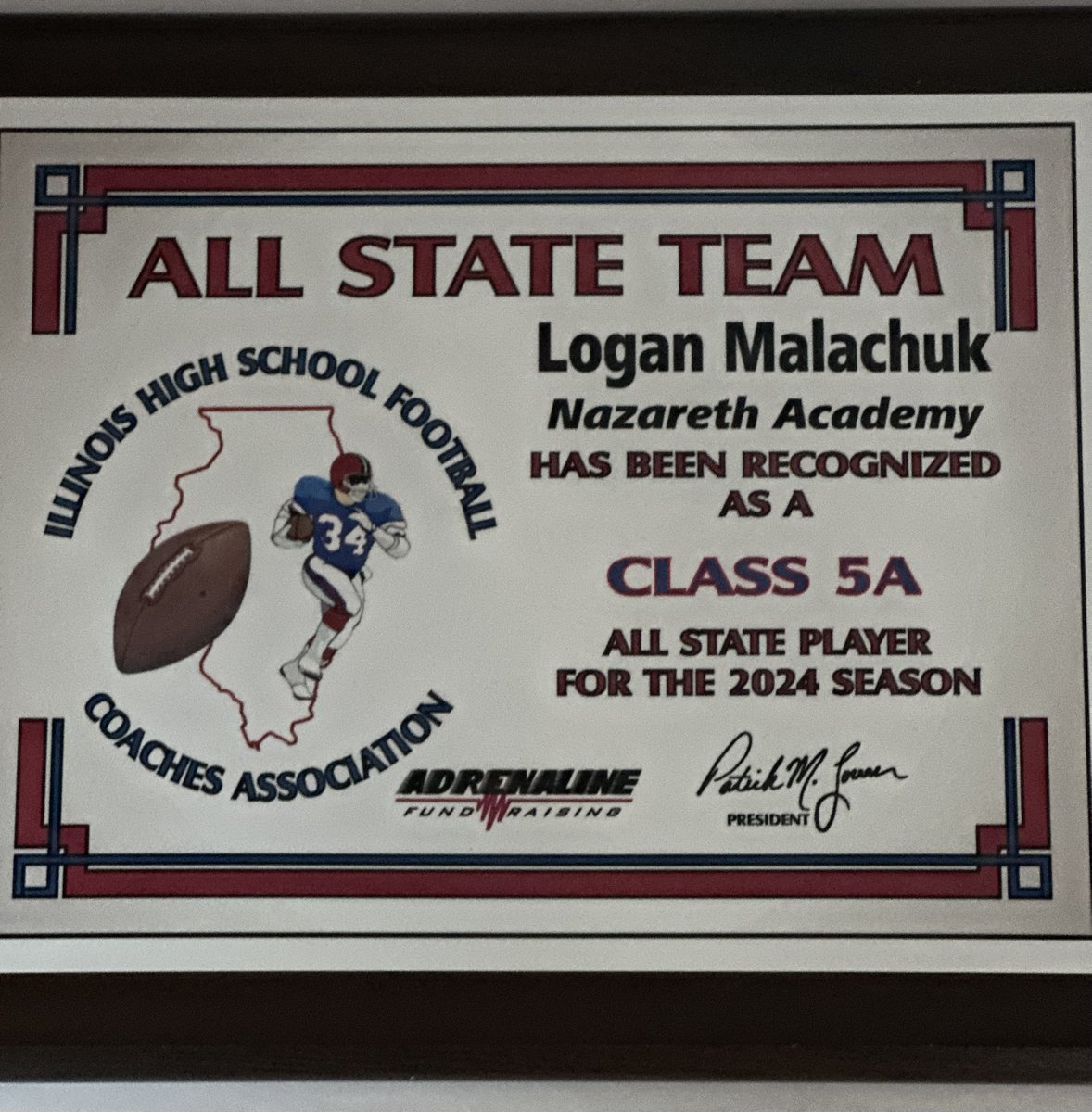 Thank you IHSA for the recognition!
Season stats:  48 Total TDs, 3,421 Passing Yards
ESCC All-Conference and Player of the Year
3x State Champs, 3x Player of the game
11,888 Career Passing Yards - IHSA All-time Record
131 Career TDs