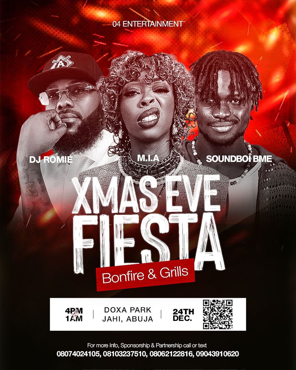 Maleekoyibo's tweet photo. GIVEAWAY ALERT ‼️ 

We’re giving out 50 free regular tickets for the Xmas Eve Fiesta, courtesy our partners COO WINERY:

1. Upload any of our flyers to your Instagram story and mention @04network. The first accounts will be contacted via DM to receive their tickets. 

2. Make a post with our flyer on X (formerly Twitter) and tag @AprilConcept @WealthyEmy .
The accounts to do this will be contacted via DM to receive their free tickets.

Kindly RT 🙏🏾
Good luck! 😉