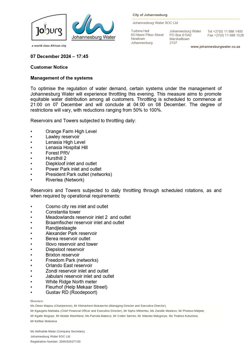 Johannesburg Water tweet media
