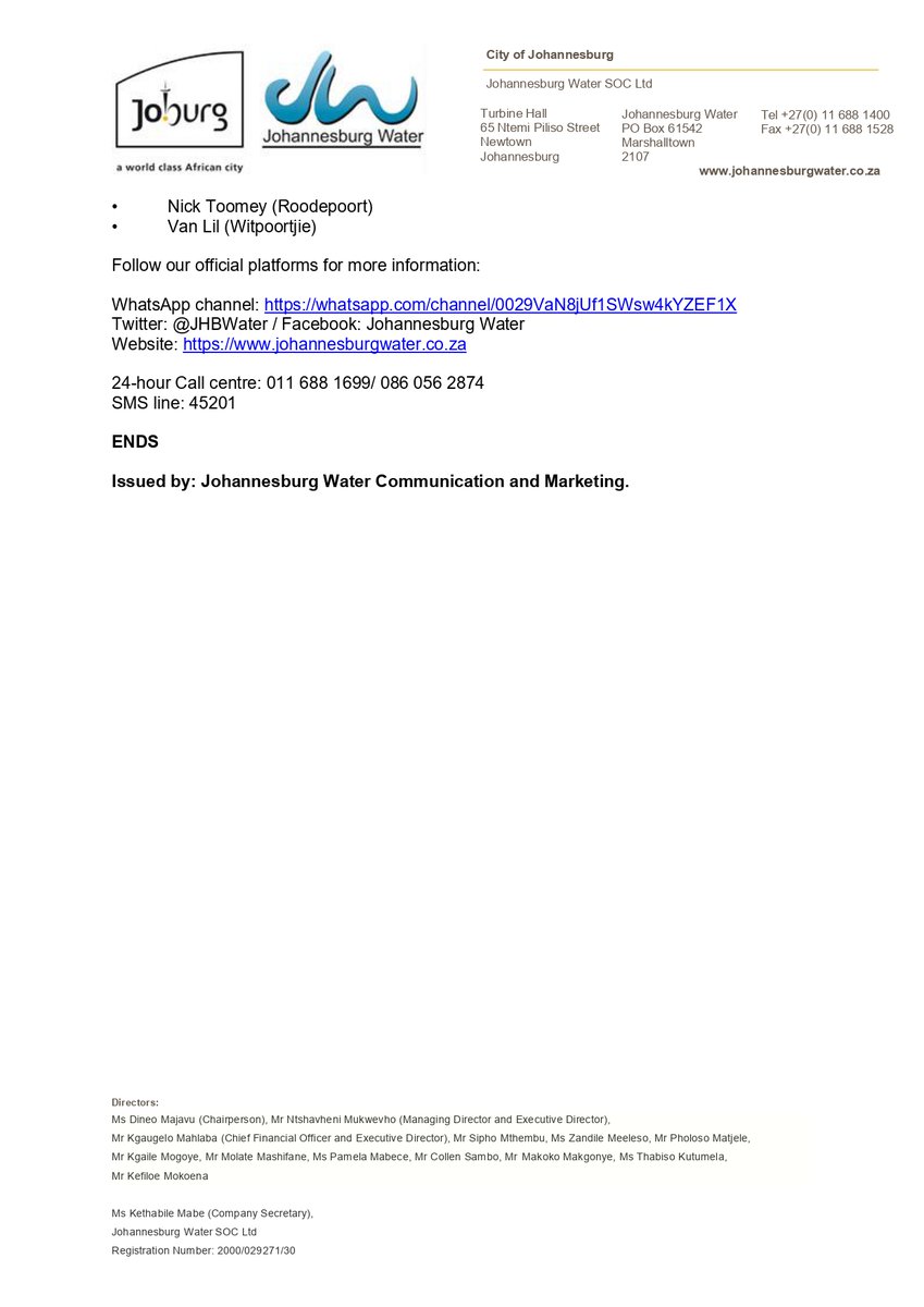 Johannesburg Water tweet media