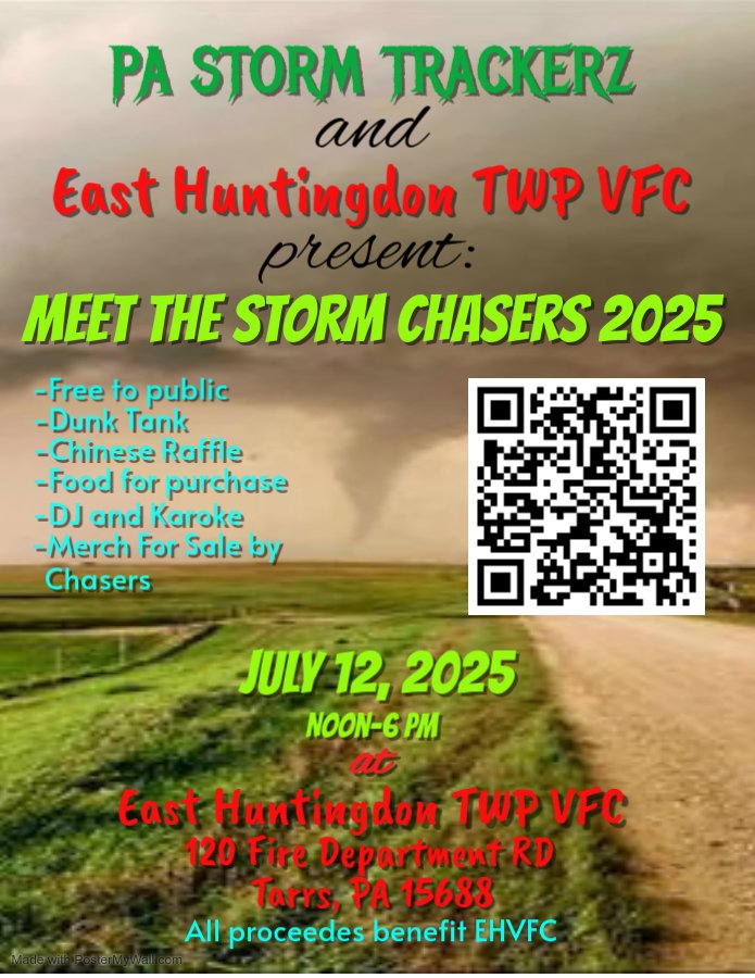 JoshBrinker_Wx's tweet photo. Any chasers who are interested in coming,  please RSVP by April 1st 2025. The sooner, the better. You can sell your merch there and the event supports a fire department.  Thank you!

@aaronjayjack @AaronRigsbyOSC @AdamLucioWX @andytornado5 @Brandonbirdwx @ChasingOhio @BrandonCopicWx @CharlesPeekWX @bclemms @CameronJNixon @ChicagoMWeather @DanielShawAU @DerekAWWHSC @DLScalesWX @JustonStrmRider @severeforecast @tim_grooms @EdgarONealWX @EMoriartyWX @erikfox2000 @225MPH_EF4 @FalcnStormChase @FreddyMcKinneyR @GarrettT_WX @JonTheStormGuy @NickGormanWX @wxkylegillett @ChrisHallWx @hunterhurleywx @JordanHallWX @iCyclone @JakeNea2 @JayLesykWX @Jeff_Piotrowski @tornadokurtzman @lorigraceaz @LiveStormChaser @Munzlingerblogs @jmckinneywx1 @marcusreynold19 @Norman_Wx @NStewWX @PappenheimWx @ReedTimmerUSA @AStormofPassion @ryanhallyall @SCEliRoberts @WxScholl
