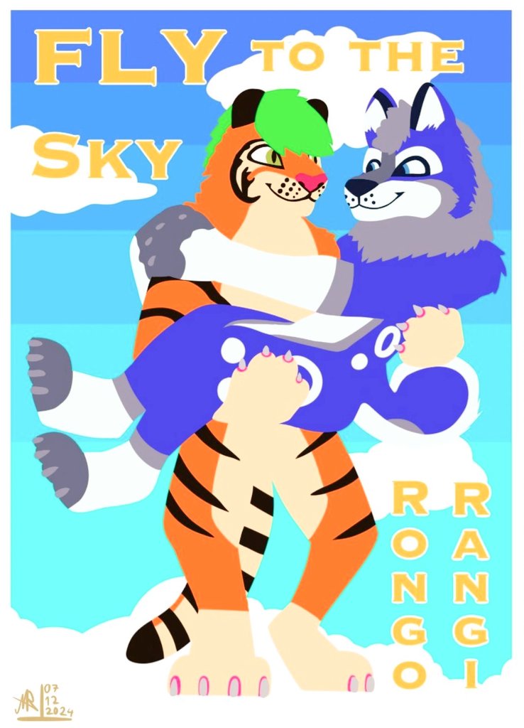 BetelFox's tweet photo. Thank you @MarielDreemurr for making this amazing poster of my 3rd fursona (Rongo Guavaberry Tiger) and my BF Rangi the Wolfhusky ♥️🐯🐺♥️
#tiger #wolf #husky #rongo #rangi #furry #furries #furryfandom #furrycommunity #art #furryart #poster #comic https://t.co/hRvlvbQ3hn