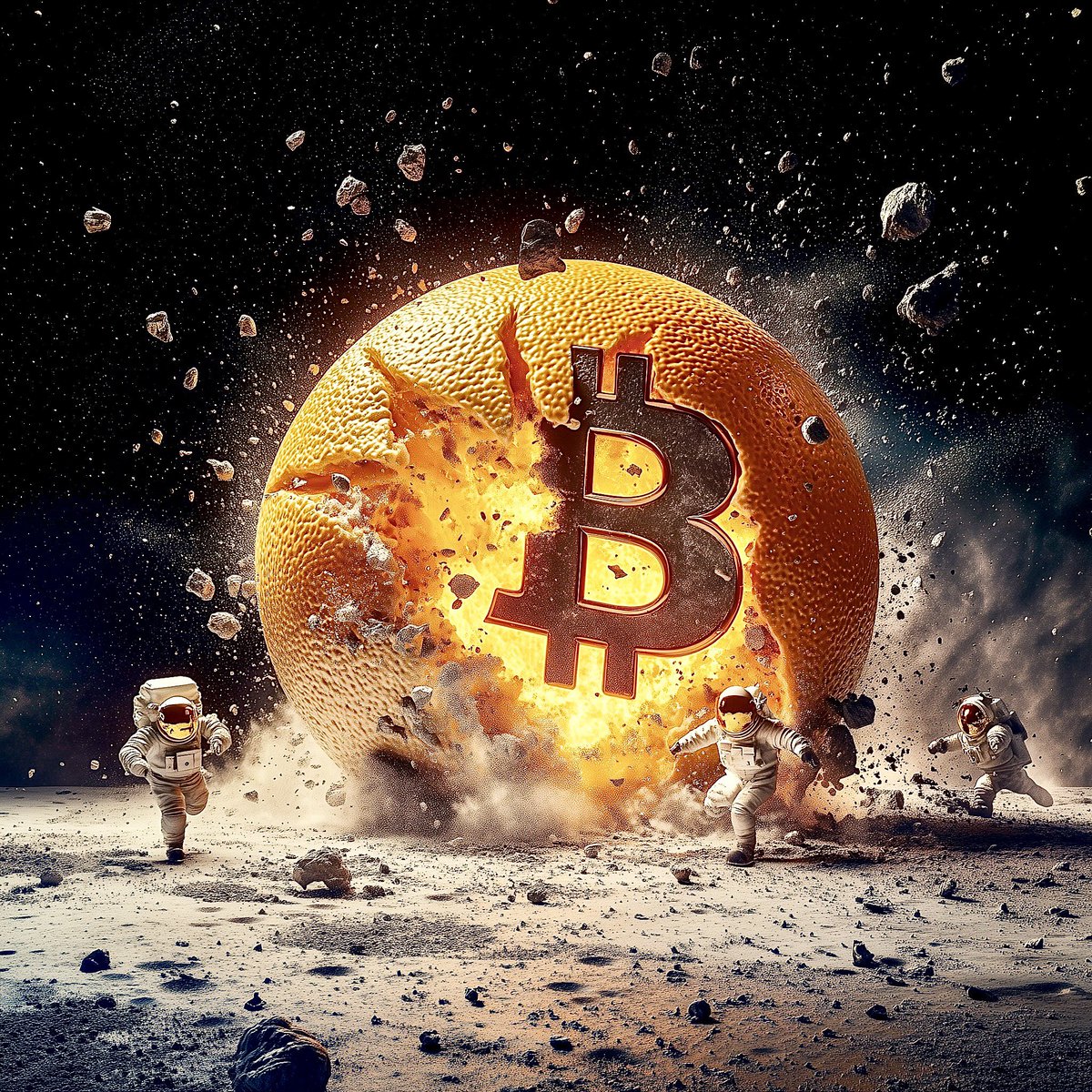 LittleBoots_007's tweet photo. @LadyRocketSpace has hidden a @Bitcoin wallet inside a real orange taped to the wall of @ArtBasel. Swing into booth B021 the #scope MAG art gallery to see the art that is actually going to the moon. Be apart of something truly historic and as you can see…surprising! 
@CopernicSpace @spaceibles