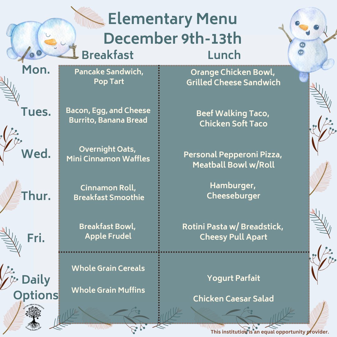 QcusdNutrition's tweet photo. 🍎 Weekly School Menu: Delicious &amp; Nutritious! 🥪 Check out what’s fueling young minds this week! 🌟

Enroll with QCUSD Today! https://t.co/MesuMQzSmk https://t.co/GBVQVRw2wf