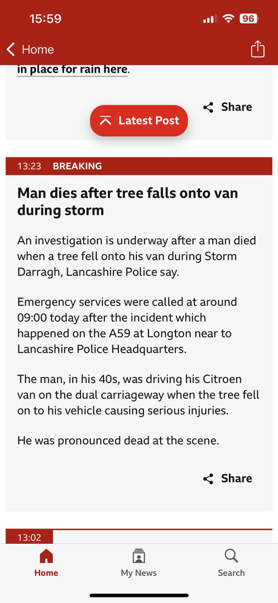 Absolutely tragic news #StormDarragh