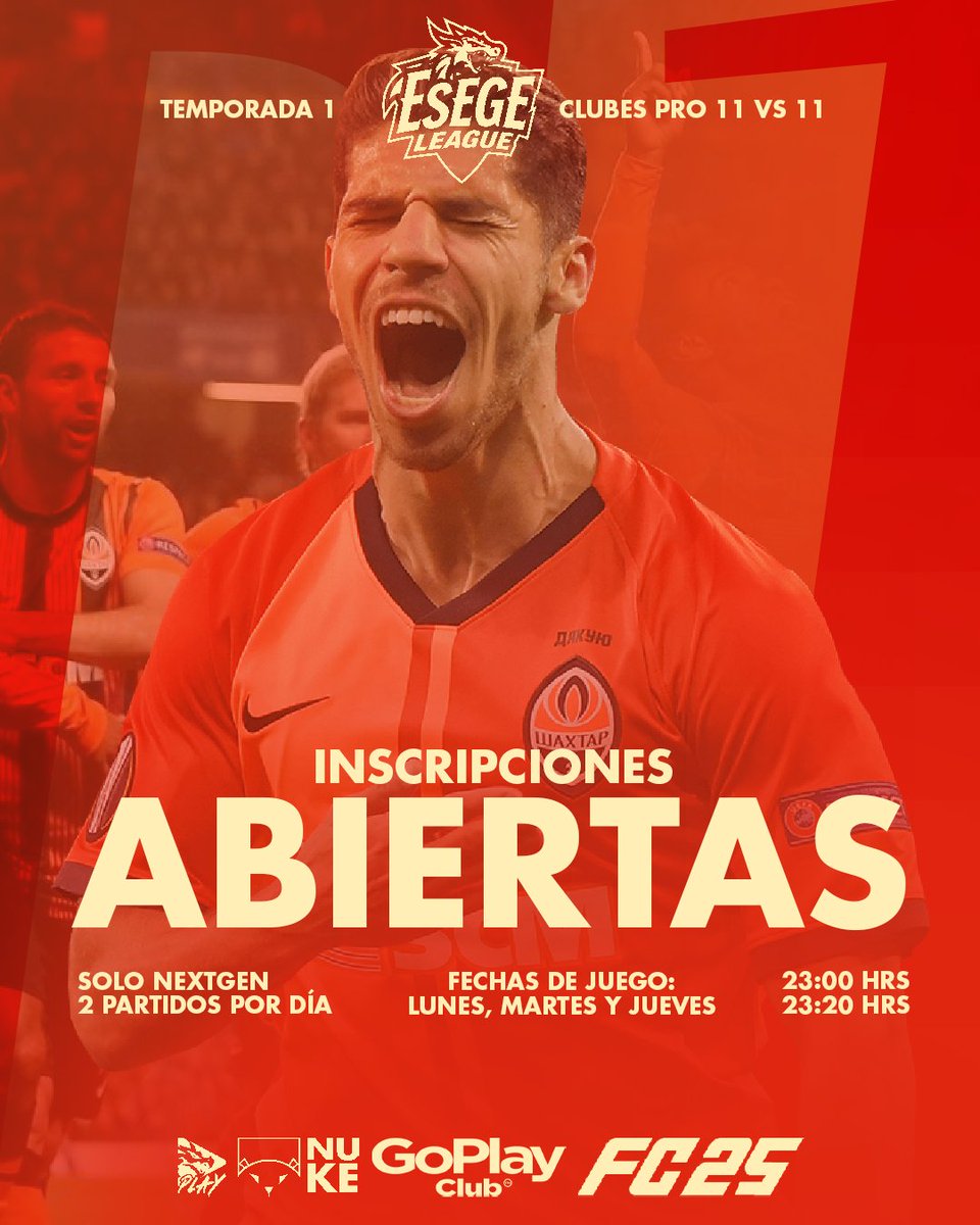 INSCRIPCIONES ABIERTAS 

🗓️ Fecha de inicio: 06 de enero del 2025 
🕰️ Lunes, martes y jueves desde las 23:00 hrs (2 fechas)
💰 Inscripción: $10.000 clp
(50% de lo recaudado se destinara a los premios) 

Formato de Liga ⚽

✅ Fase Regular
⚔️ PlayOffs 

Asegura tu cupo 📩