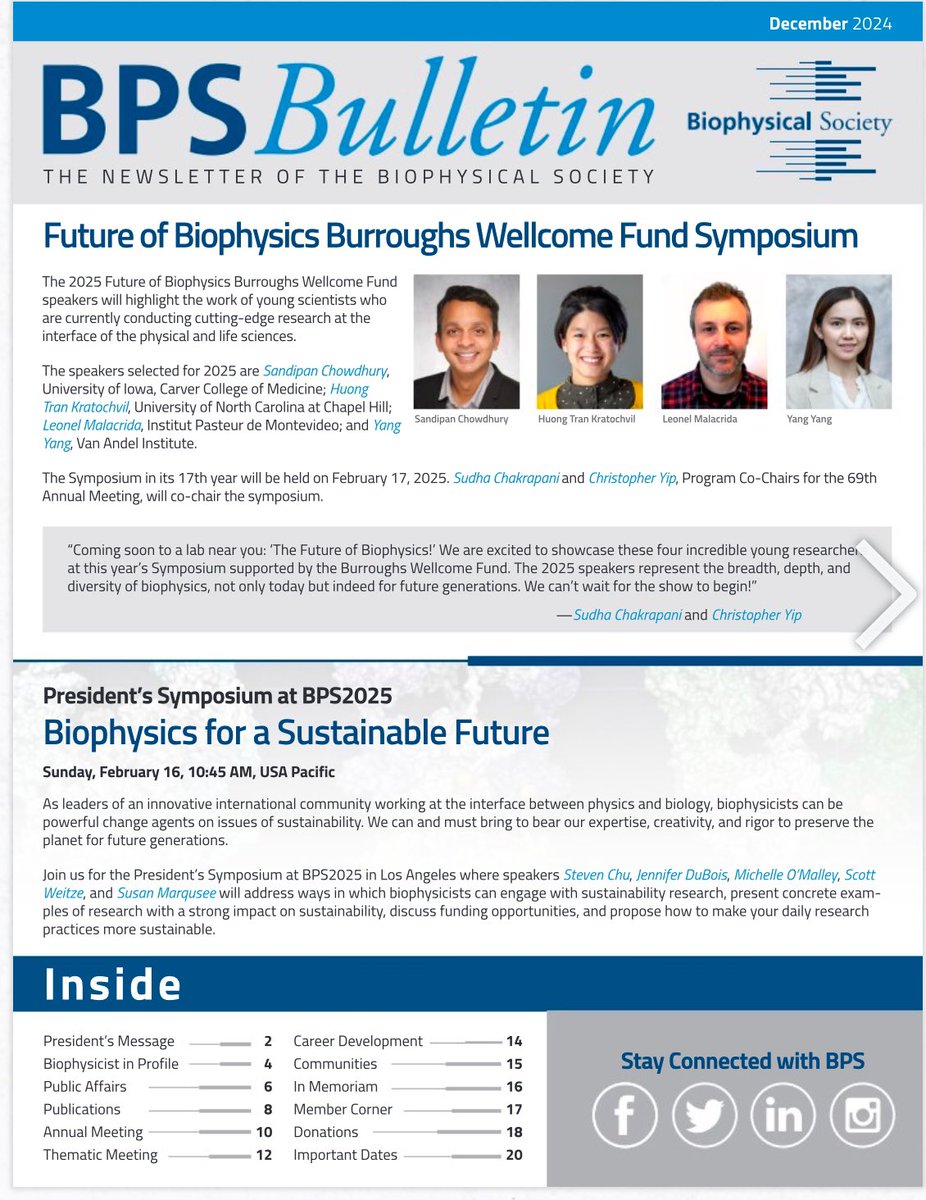 MalacridaLab's tweet photo. Biophysical Society @BiophysicalSoc Bulletin | December 2024
Totally honored to be selected alongside great colleagues for the upcoming Biophysical Society 2025 “Future of Biophysics Burroughs Wellcome Fund Symposium.” 

https://t.co/WkuXYFmBm2 https://t.co/kCV0CcSV7V