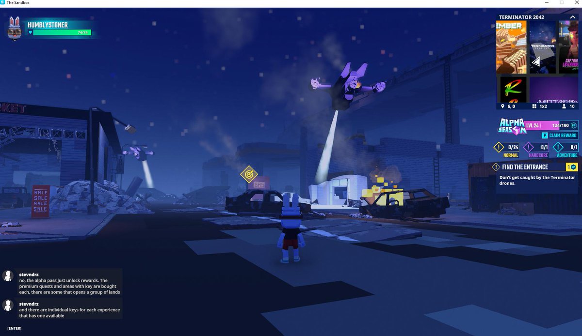 Dodging Flying Drones in Terminator 2042 in <a href="/TheSandboxGame/">The Sandbox</a>. The future is now, and it's intense! 🤖🚁 <a href="/skydance/">Skydance</a> register-landings.sandbox.game/alphaseason4-s… #TheSandbox #AlphaSeason4 #AS4SocialChallenge