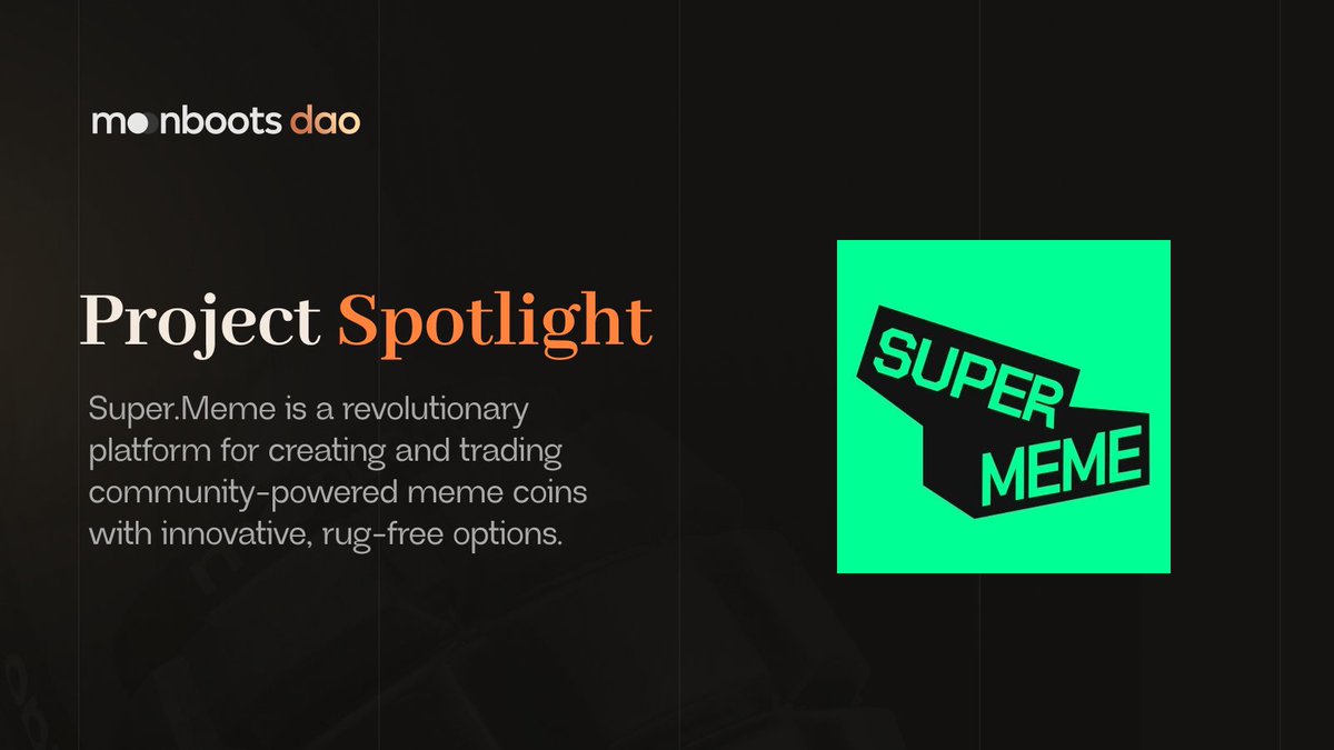 MoonbootsDao's tweet photo. 🌟 Spotlight on https://t.co/05W9CgMXix: Redefining Meme Coin Creation 🌟

What is @superdotmeme?

Super Meme is the ultimate platform to create and trade community-powered meme coins with innovative, rug-free options. 🚀

Currently live on Base Sepolia Testnet, with their Token Generation Event (TGE) still to be come. 🌐

🔗 Explore here: https://t.co/scXsb9pju3