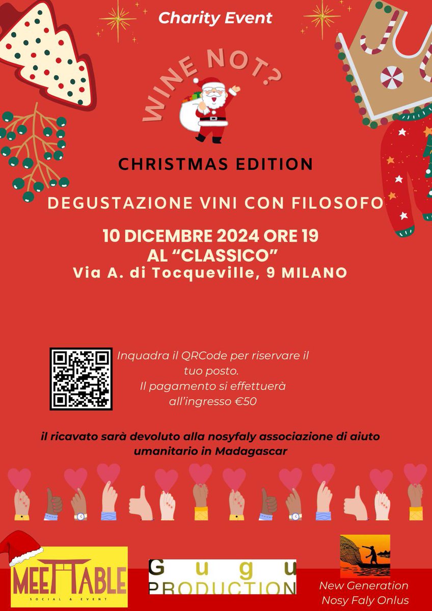 Meettable ha una proposta natalizia per voi: degustare vini, riflettere filosoficamente e fare del bene! Tutto ciò è la Christmas edition del format “Wine Not?” che avrà luogo questo martedì 10 dicembre alle 19 presso il Classico (Via Tocqueville, 9)! <a href="/milano_today/">MilanoToday</a> <a href="/MilanoPost/">MilanoPost</a>
