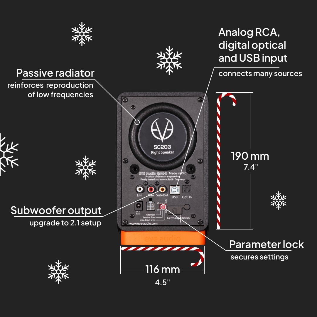 EveAudio's tweet photo. SC203 Facts – Winter Edition❄️✨ Have you already had the chance to listen to our SC203?
#EVEAudio #StudioMonitors #DesktopSpeaker #SC203 #StudioGear #MusicProduction #MusicStudios #Audio https://t.co/WYP3VTi3G2