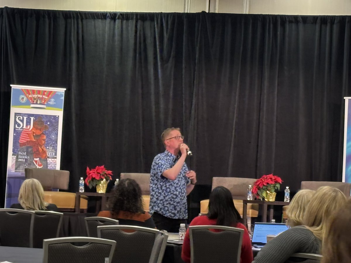 thenextgenlib's tweet image. The best #book talker in the biz: @MrSchuReads #sljsummit @sljournal #librarytwitter #booktwitter #librarian #librarians