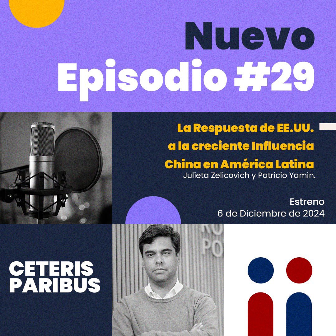 Muchas gracias <a href="/jujizel/">Julieta Zelicovich</a> y <a href="/patricioyamin/">Patricio Yamin</a> por estar en <a href="/penn_ceteris/">Ceteris Paribus Penn Podcast</a>. Excelente conversación sobre la creciente influencia China 🇨🇳 en America Latina y la repuesta de EEUU 🇺🇸 a partir de 2017 usando incentivos positivos. La geoeconomia presente en la región.