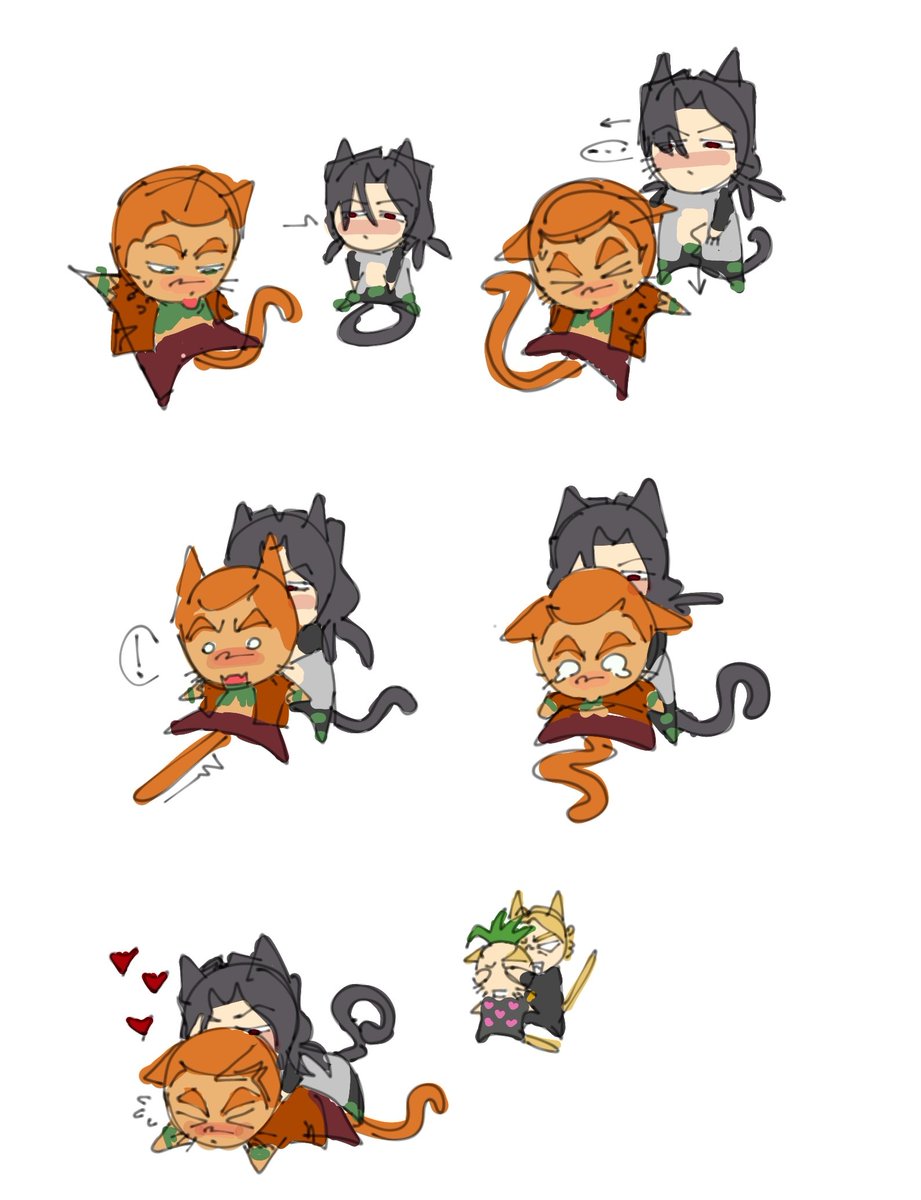 encyenc's tweet image. La squadra + neko atsume 
(my brain stopped working 2 days ago)