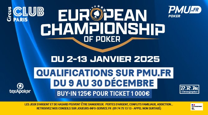 🇪🇺 Texapoker part à la conquête de l’Europe avec l’European Championship Of Poker ! Rendez-vous du 2 au 13 janvier pour la première étape au <a href="/ClubCircusParis/">Club Circus</a> avec un Main Event ECOP Millenium à 1 000€ sur 4 jours 🔥 #poker #pokerlive #ECOP 

💻 Les qualifications en ligne