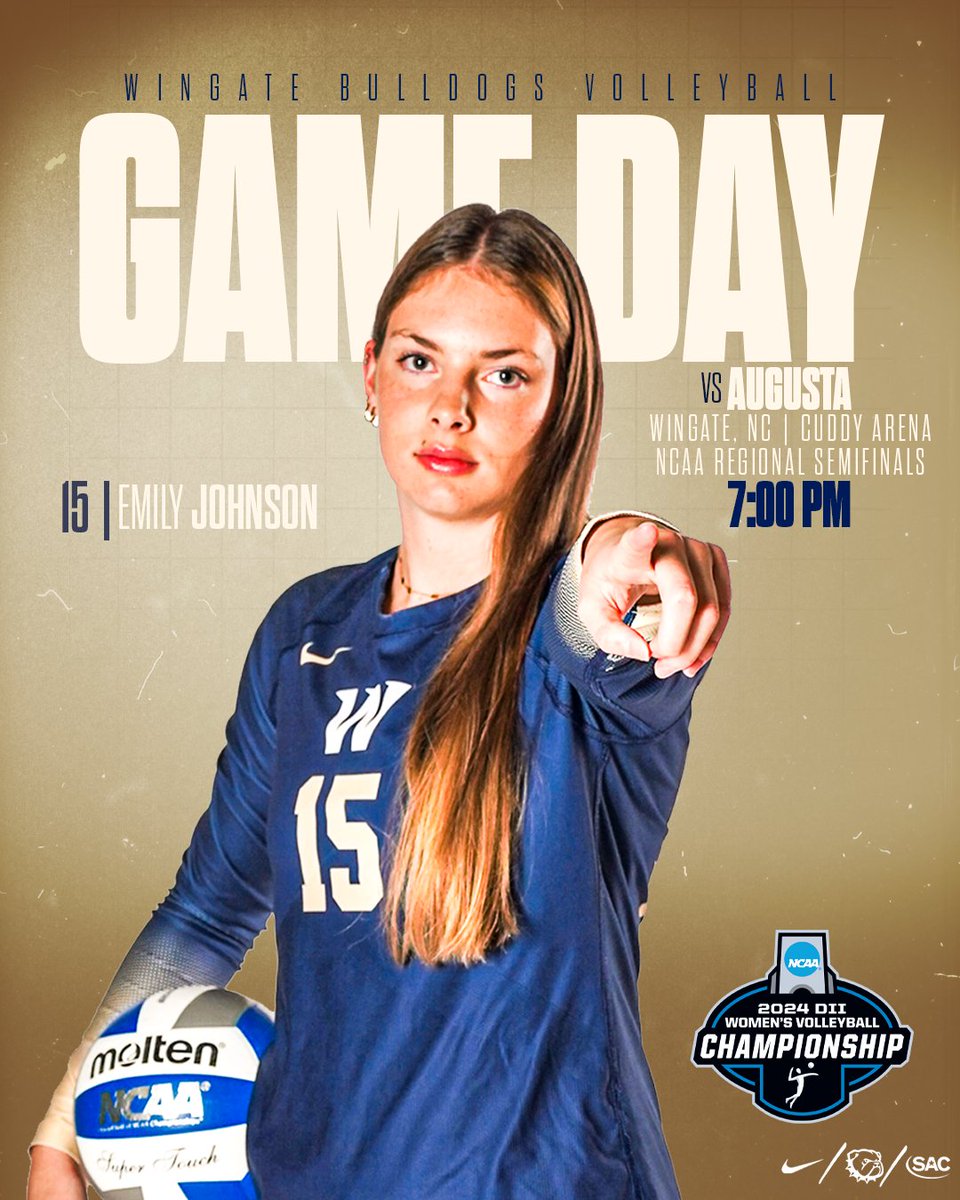 WU_Bulldogs's tweet photo. GAMEDAY for @WingateVB π!!
π @AugustaJags
π Wingate, NC
β° 7 PM (NCAA Region Semifinals)
π₯ https://t.co/qjpDHBNYuj (FREE STREAM)
π https://t.co/KaXHL2w6Xe
π° https://t.co/EqLYhCSSHI
#OneDog | #WUVB https://t.co/fvrdFKghJU