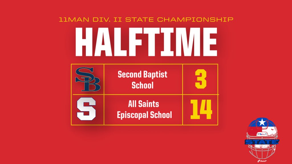 11-Man Division II State Championship Halftime Score🏈