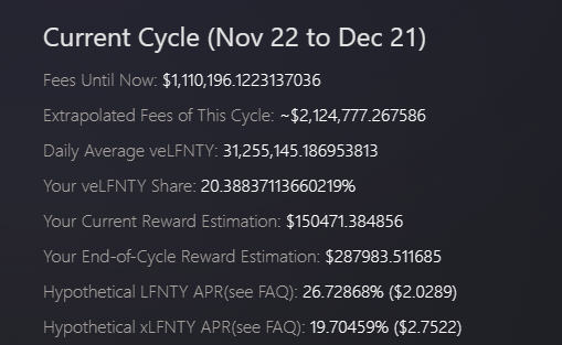 🔥 <a href="/Lifinity_io/">Lifinity ∞</a> Flare NFT holders are thriving from owning 15.5% of the $LFNTY supply:
• Estimated monthly revenue: $287,983 🚀
• 100% of proceeds fuel a perpetual buyback of Flares and $LFNTY.
• Powered by one of the most profitable DEXs in crypto.
Has any NFT project ever