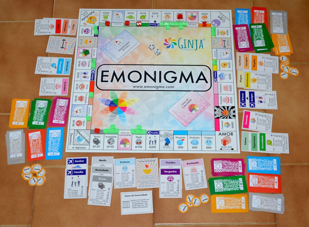 ginjaemocoes's tweet photo. Emonigma é um jogo de tabuleiro, disponível em https://t.co/5xLrDihRcY , que decifra várias características de emoções, por exemplo: a casa da culpa leva ao arrependimento; uma casa é a felicidade, que não é possível comprar. https://t.co/5xLrDihRcY https://t.co/qO5To46YZj