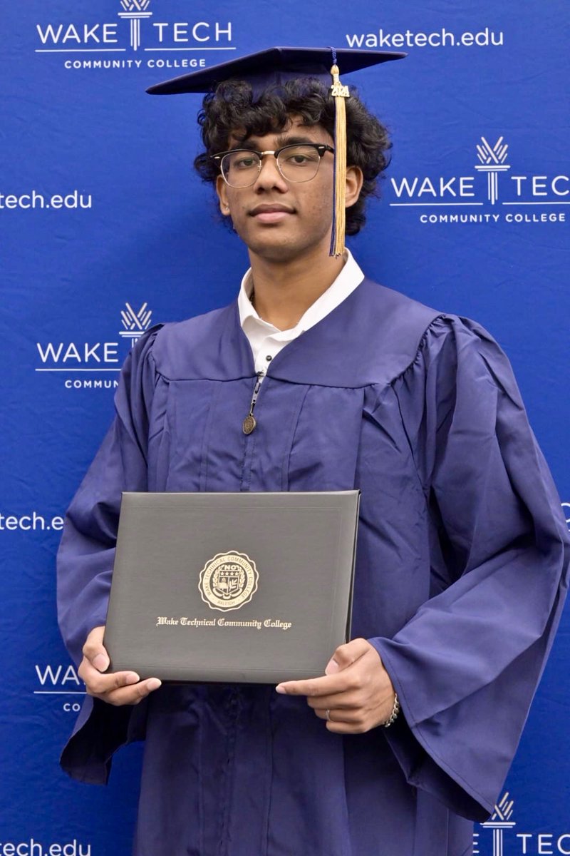Congratulations to Hemmy! Hemmy is a Senior, Class of 2025, and our 8th <a href="/SouthGarnerHS/">South Garner High School</a> to graduate with their Associate's Degree before getting their high school diploma by participating in the Career &amp; College Promise  program. Hemmy graduated today from Wake Tech <a href="/waketechcc/">Wake Tech</a>.