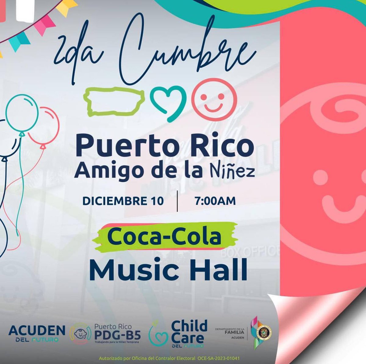 ACUDEN celebra la 2da Cumbre "Amigo de la Niñez" enfocada en la infancia temprana 🇵🇷

El próximo 10 de diciembre, el Coca Cola Music Hall será el escenario de la 2da Cumbre Puerto Rico Amigo de la Niñez, un evento diseñado para promover el bienestar y el desarrollo integral de la