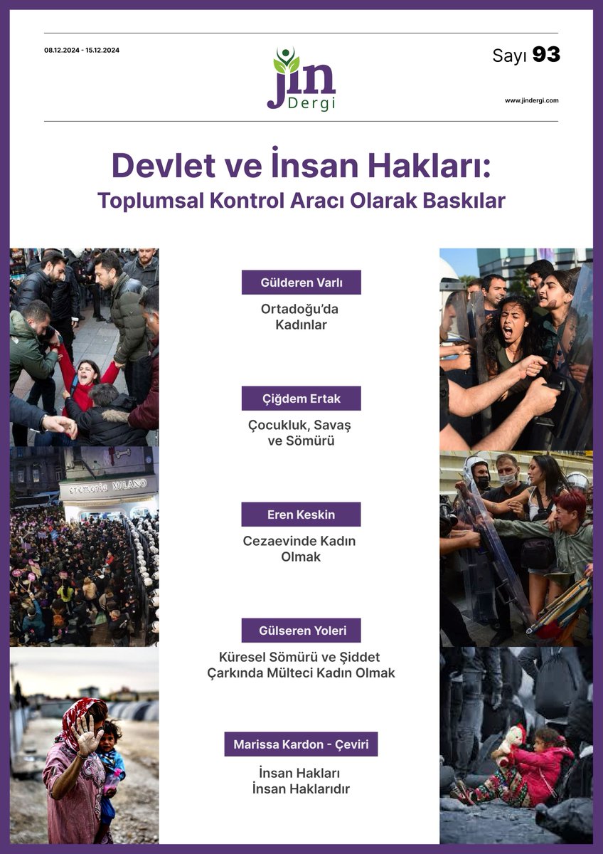 📢  Yayındayız!

🟣93. sayımız "Devlet ve İnsan Hakları: Toplumsal Kontrol Aracı Olarak Baskılar" kapağı ile yayımlandı

Tüm başlıklar için👇
jindergi.com/sayilar/devlet…