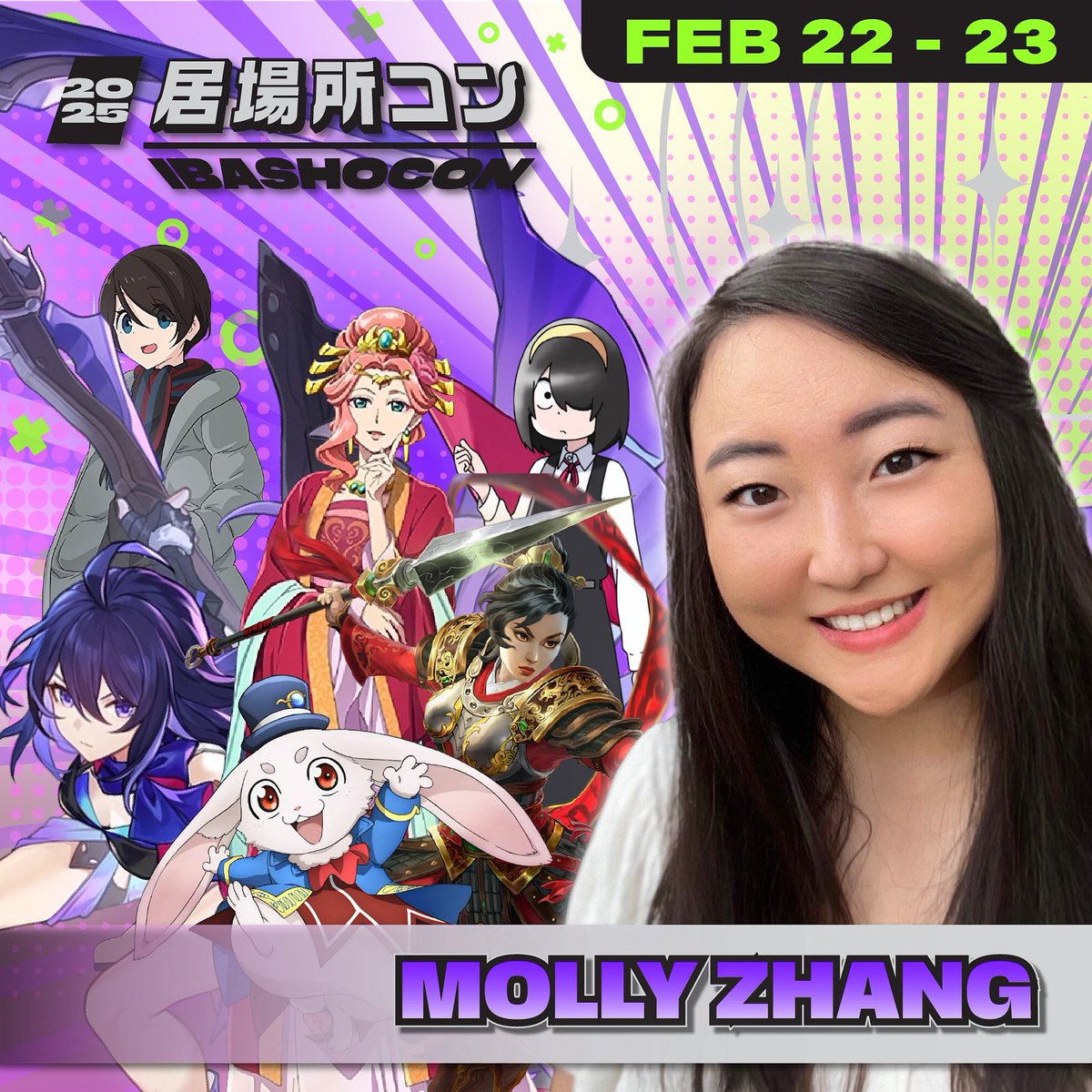 IbashoCon's tweet photo. Meet Molly Zhang at IbashoCon!

Molly Zhang, purveyor of memes, dreams, and voiceover things! She is best known for voicing Seele (Honkai: Star Rail), as well as Mulan (SMITE), Gyokuyou (Apothecary Dairies), Emul (Shangri-La Frontier) &amp; more!

#anime #ibashocon #honkaistarrail https://t.co/XREz6ghkPY