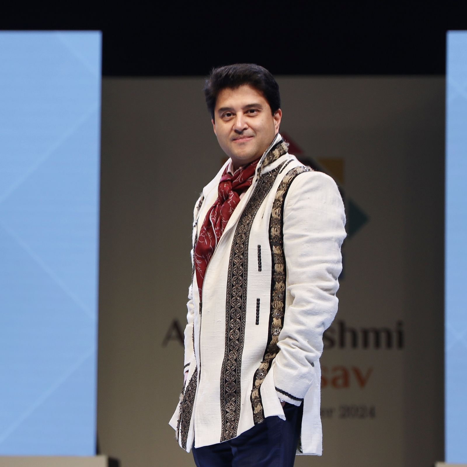 News Arena India on X: "Union Minister Jyotiraditya Scindia walks the ramp during a fashion show at the Ashtalakshmi Mahotsav at Bharat Mandapam. https://t.co/wAIUKxjJqc" / X