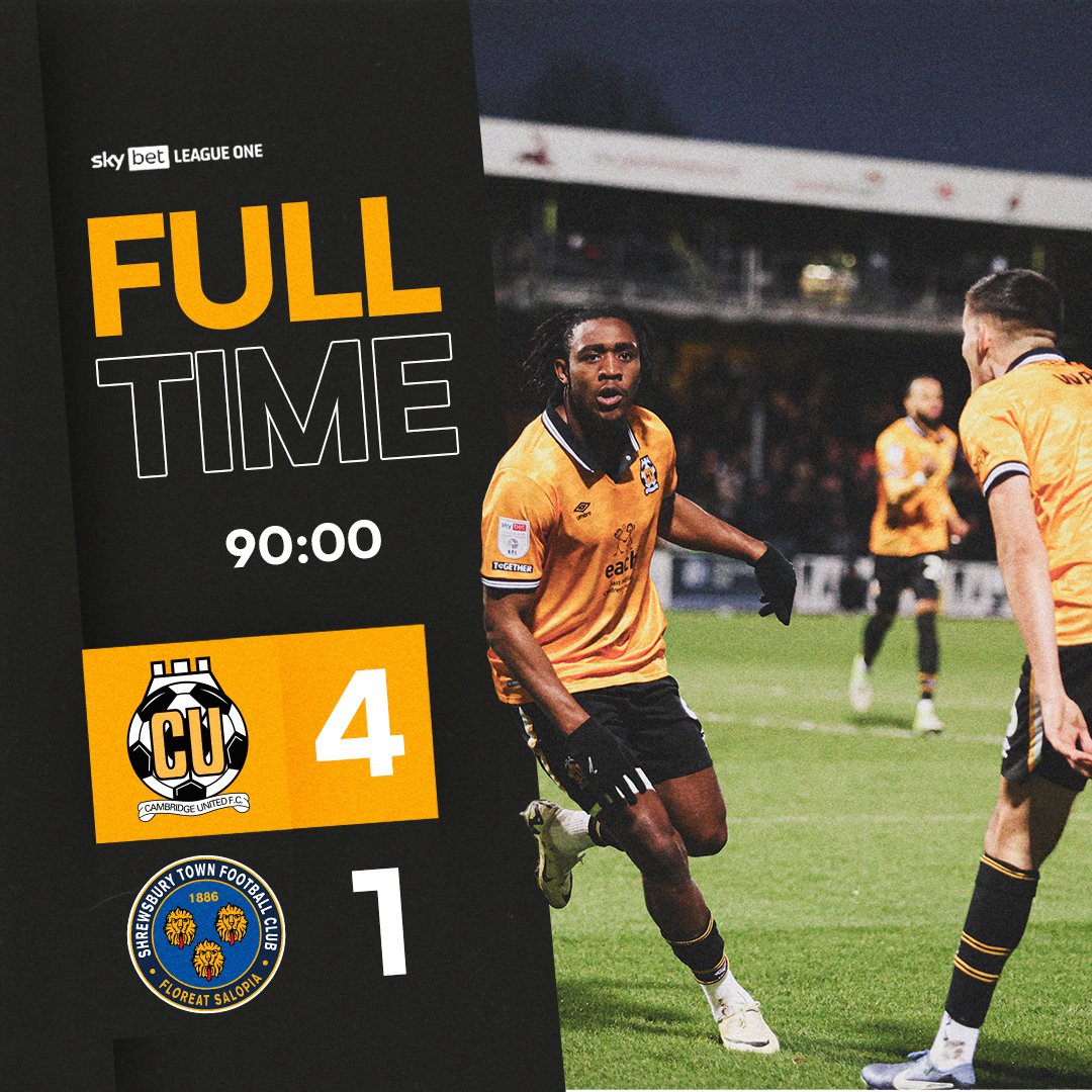 CambridgeUtdFC's tweet photo. Good day's work! 😎 

#CamUTD | 🟡 4-1 ⚪ | FT https://t.co/qfJixo3cu3