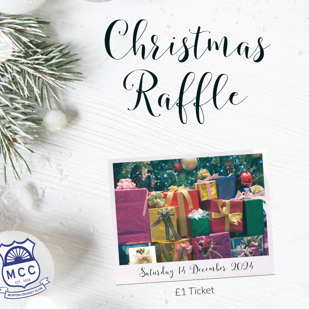 MurtonCC1934's tweet photo. It’s our Christmas raffle next Saturday and we have some fantastic prizes up for grabs.

If you would like to buy some tickets, please drop us a message and we will be in touch.

#wearemurtoncc https://t.co/ZULbtNwdvD